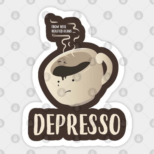 Funny Coffee Puns Depresso Sticker by Marzuqi che rose